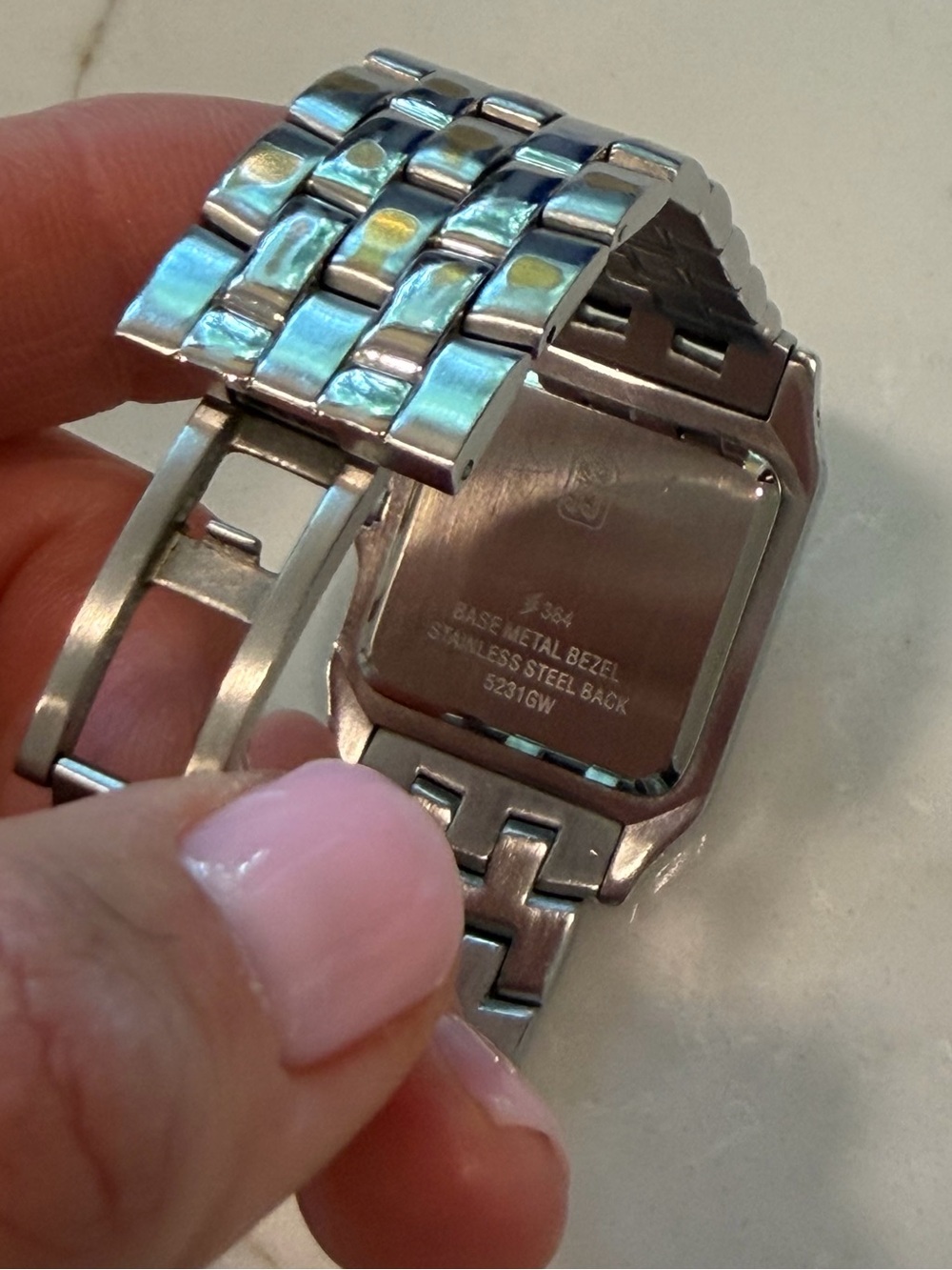 Jules Jurgensen Classic Square Watch in Silver with Diamond Bezel - Picture 3 of 10